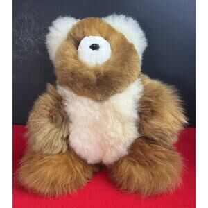 Soft Alpaca Teddy Bear Handmade In Peru from 100% Baby Alpaca Brown & Cream NEW